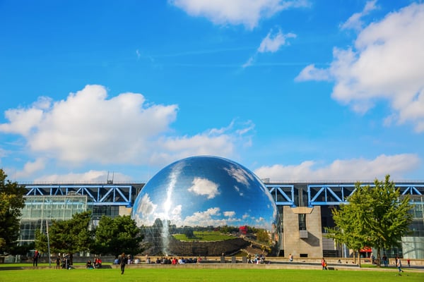 paris france la geode in the parc de la villette with unidentified people in france