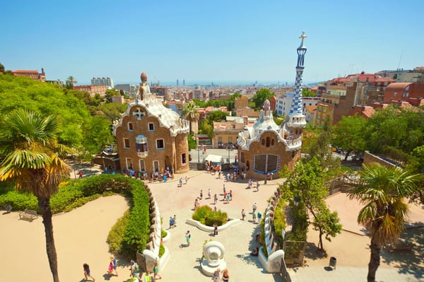park guell by architect gaudi in a summer day in barcelona spain