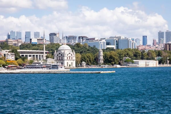 passenger ships in the gulf of the golden horn in istanbul