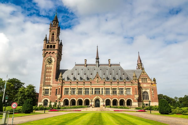 peace palace in hague seat of the international court of justice in a beautiful summer day 