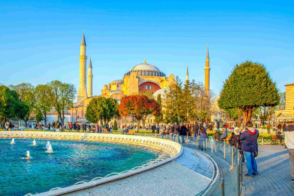 people at Hagia Sophia in istanbul