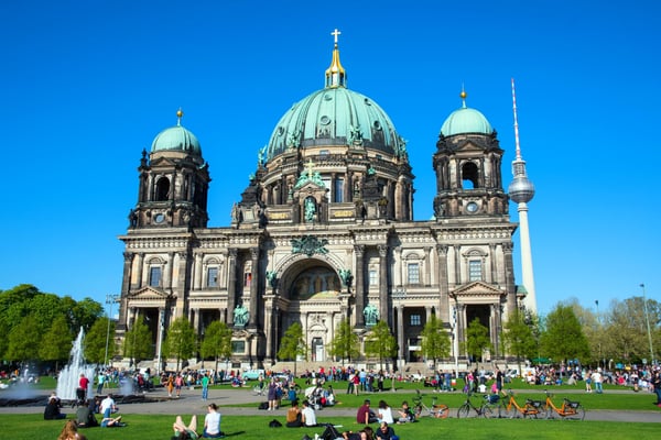 people enjoying traditional old berlin cathedral in berlin germany