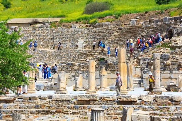 people visiting old ruins of ephesus or efes famous site kusadasi turkey