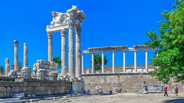 pergamon turkey ruins of the temple of dionysos in the ancient greek city pergamon turkey