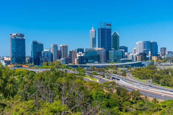 perth australia skyline of perth viewed from kings park and botanic garden australia 
