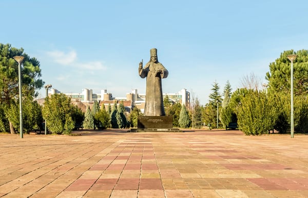 petar i petrovic njegos statue in podgorica montenegro