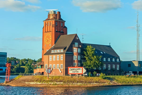 pilot radar station tower harbor on river elbe hamburg germany