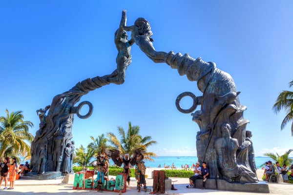 playa del carmen mexico visitors mingling on fundadores park beach at playa del carmen 