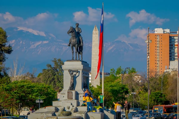 plaza baquedano in the center of santiago chile