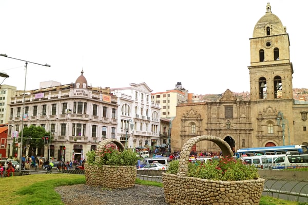 plaza san francisco square with san francisco basilica la paz bolivia south america