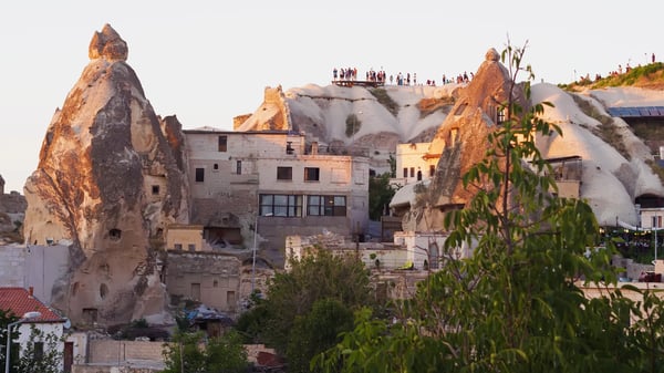 point view of sunset landscape at cappadocia turkey goreme 