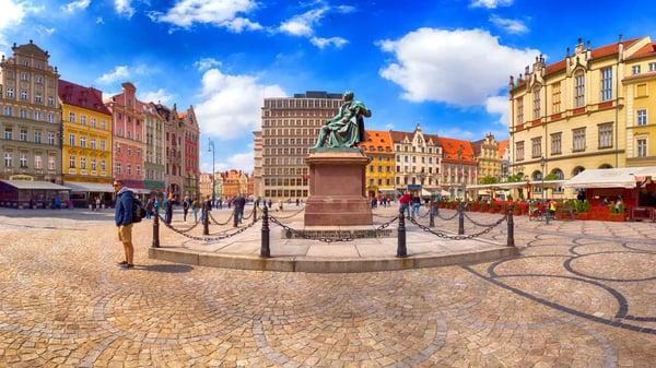 poland wroclaw old town city with one of the most colorful market squares