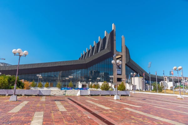 prishtina kosovo view of the palace of youth and sports in prishtina kosovo