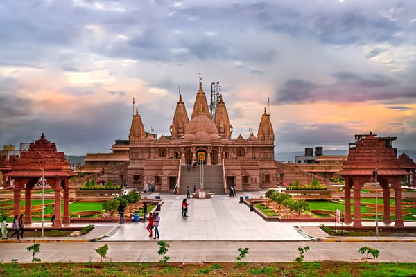 pune india evening sky with shree swaminarayan temple ambe gaon pune 