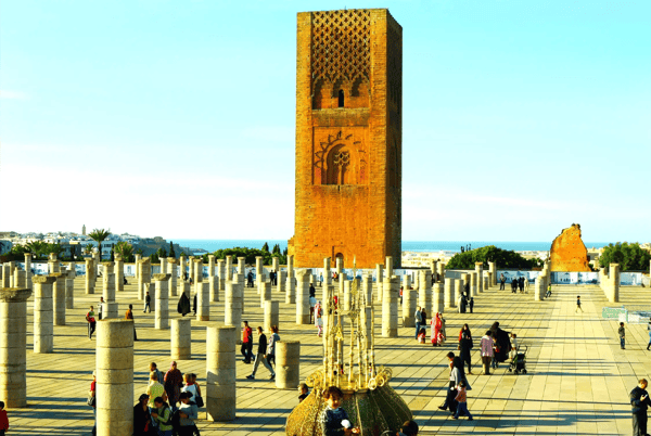 rabat morocco tourists sightseeing the place of hassan tower
