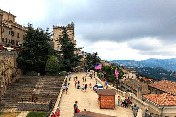 rear view of the town hall and the cava dei balestrieri in san marino