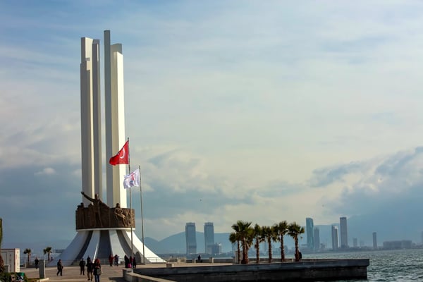 renewed ataturk statue in karsiyaka coatline of izmir city
