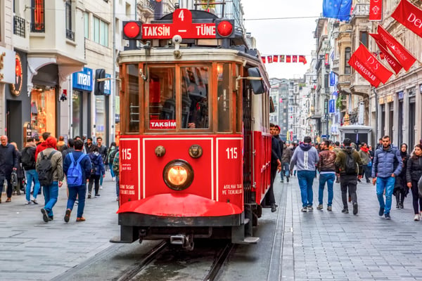 retro tram on istiklal street