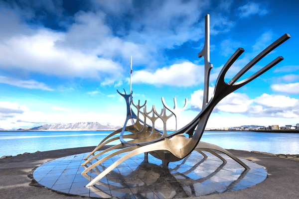 reykjavik iceland the sun voyager solfar sculpture by jon gunnar arnason on the water