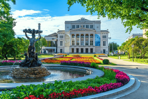 riga latvia latvian national opera theater view from bastion hill park