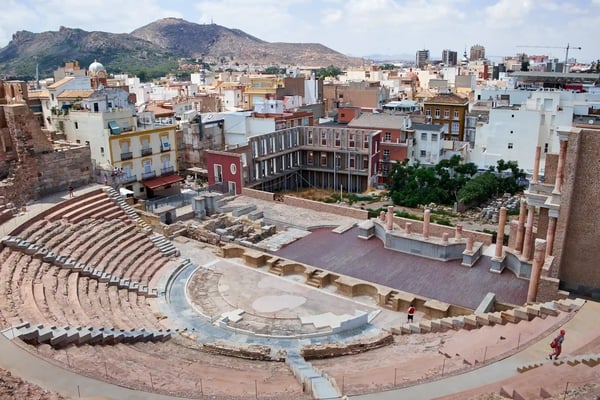roman amphitheater and ruins in cartagena city