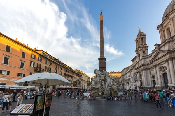 rome italy amazing sunset view of piazza navona in city of rome italy
