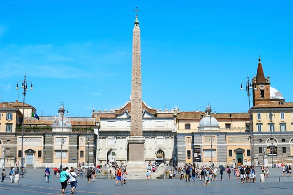 rome italy people walking at piazza del popolo in rome the layout of the piazza today