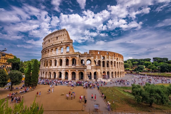 rome italy tourists visiting the colosseum in rome italy