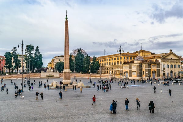 rome italy urban day winter season scene at famous piazza del popolo in rome city