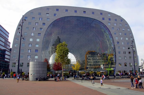 rotterdam the netherlands exterior of martket hall rotterdam against a partly