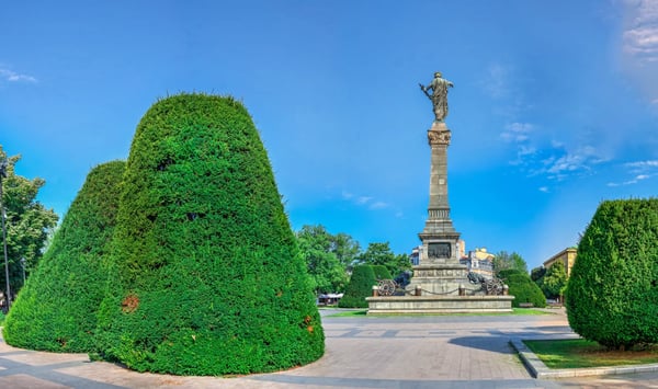ruse bulgaria freedom monument in the city of ruse bulgaria on a sunny summer day