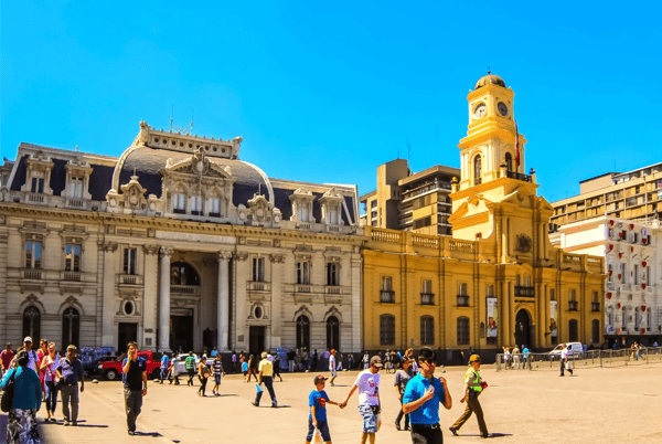 santiago chile post office building and royal court palace at plaza de armas