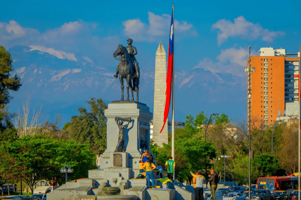 santiago de chile chile october plaza baquedano in the center of santiago chile large oval 