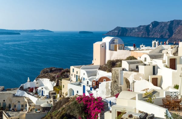 santorini greece view of the caldera sea area from the oia village 