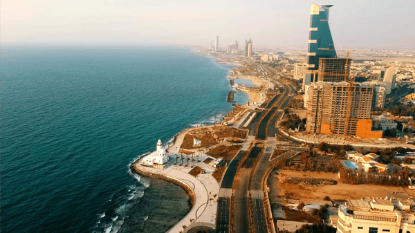 saudi arabia jeddah northern corniche drone shot 