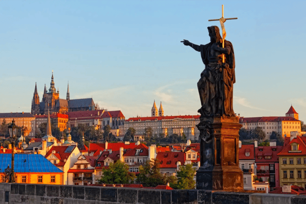 sculpture on charles bridge in prague czech republic 
