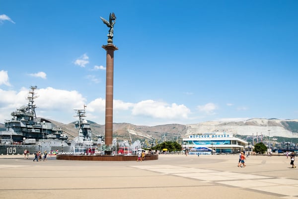 sea port on admiral serebryakov embankment in novorossiysk city