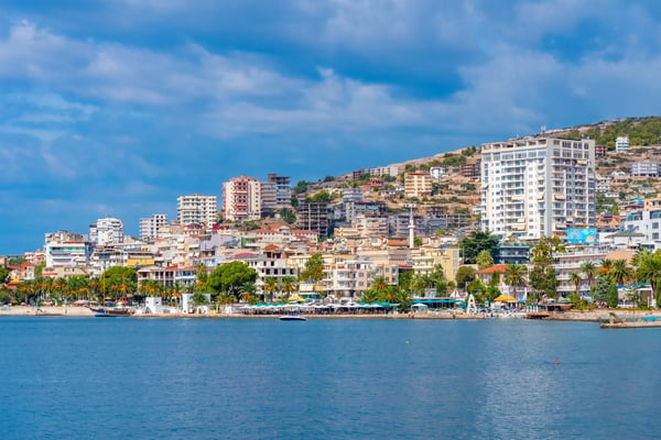 seaside view in town