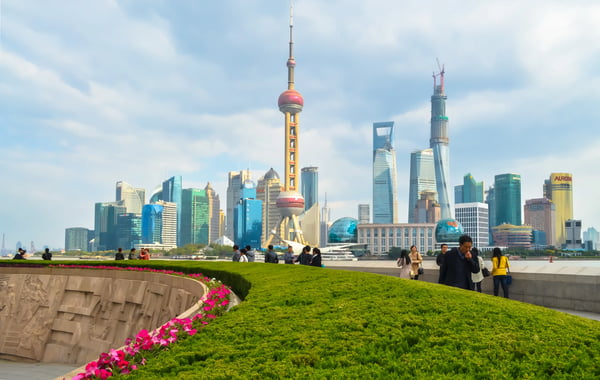 shanghai pudong skyline pudong is located east of the city of shanghai in puxi china