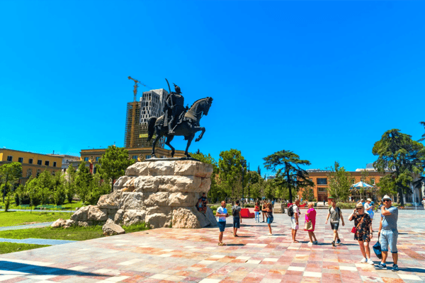 skanderbeg monument and sculpture on skanderbeg square this is in