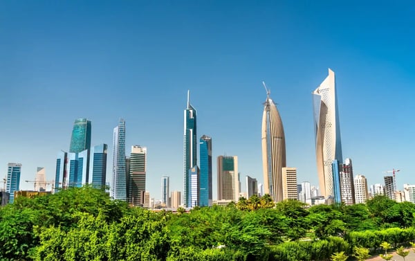 skyline of kuwait city at ai shaheed park 