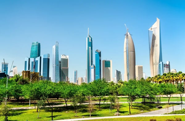 skyline of kuwait city at al