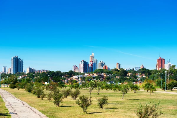 skyscrapers and city buildings asuncion paraguay city landscape copy space for text 