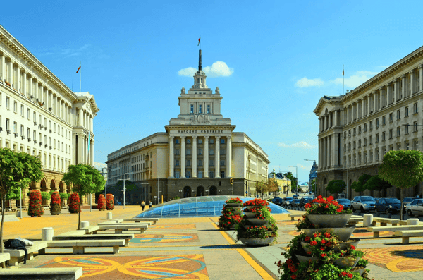 sofia bulgaria unidentified people and former communist party building