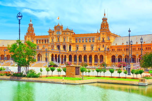 spain square plaza de espana is a square in the maria luisa park in seville spain