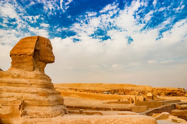 sphinx near the pyramids in giza cairo egypt 