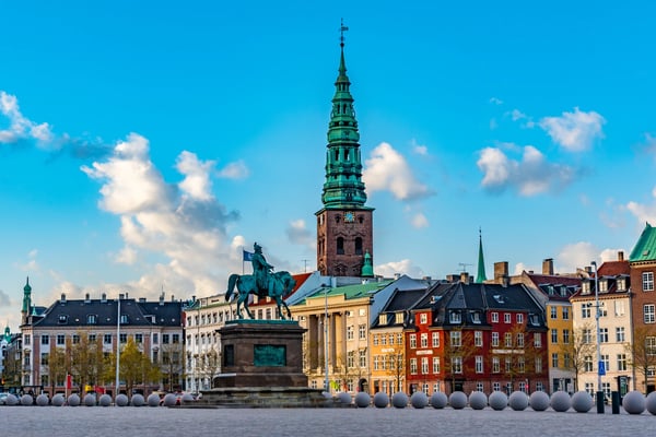 statue of frederik vii in front of christiansborg palace at copenhagen denmark