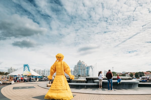 statue stylized as an old belarusian straw doll