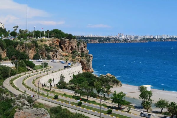 street from konyaalti beach in antalya to kaleici turkey