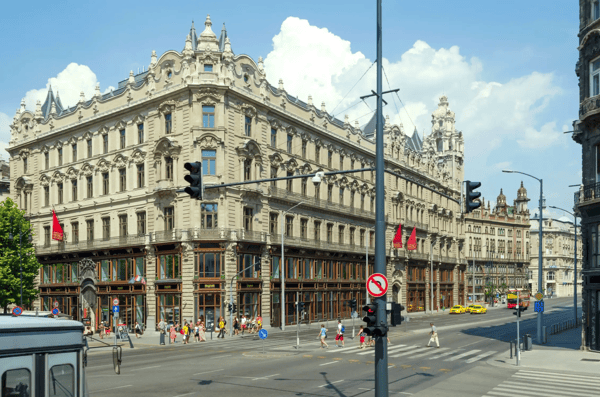 street with beautiful old buildings on in budapest hungary budapest